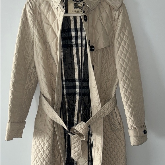 Burberry Quilted Long Belted Coat in Beige - Picture 1 of 10